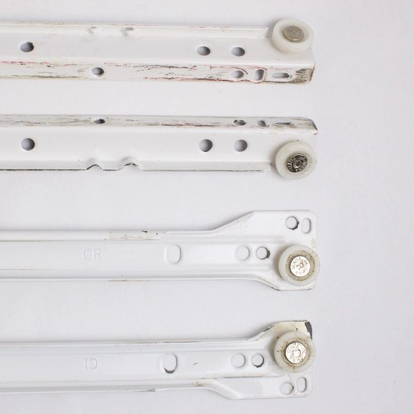 1 Pair Epoxy Coated White Euro Drawer Slides 22" No Mounting Hardware