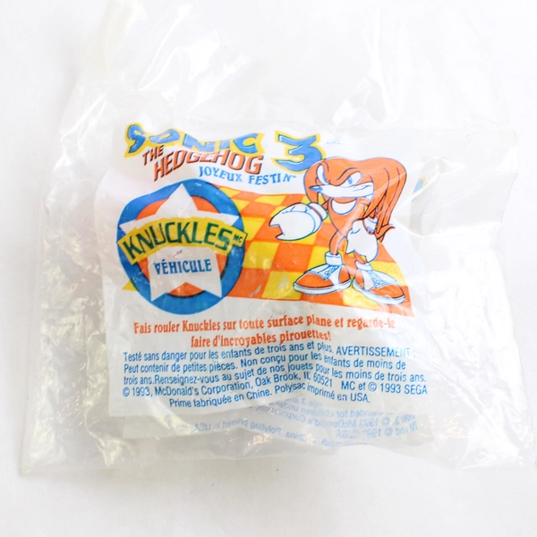 Lot Of 2 Sonic HedgeHog 3 McDonald's Kids Meal Toys Unopened 1993 Knuckles