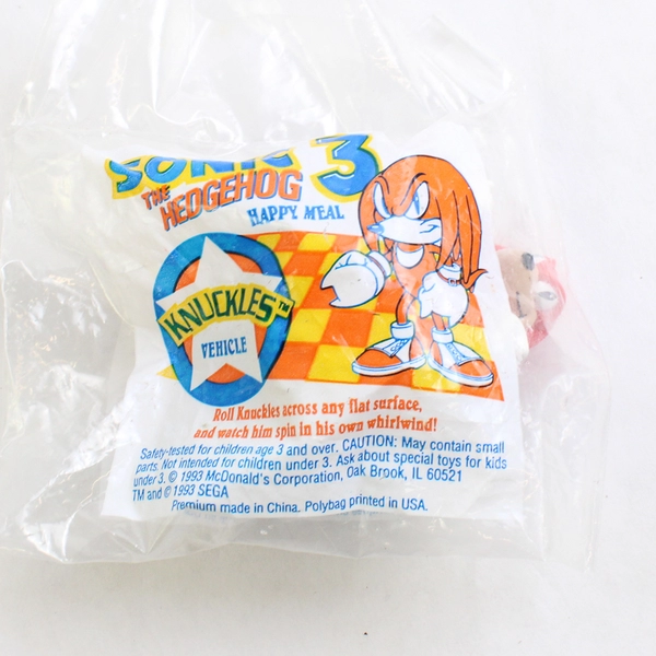 Lot Of 2 Sonic HedgeHog 3 McDonald's Kids Meal Toys Unopened 1993 Knuckles