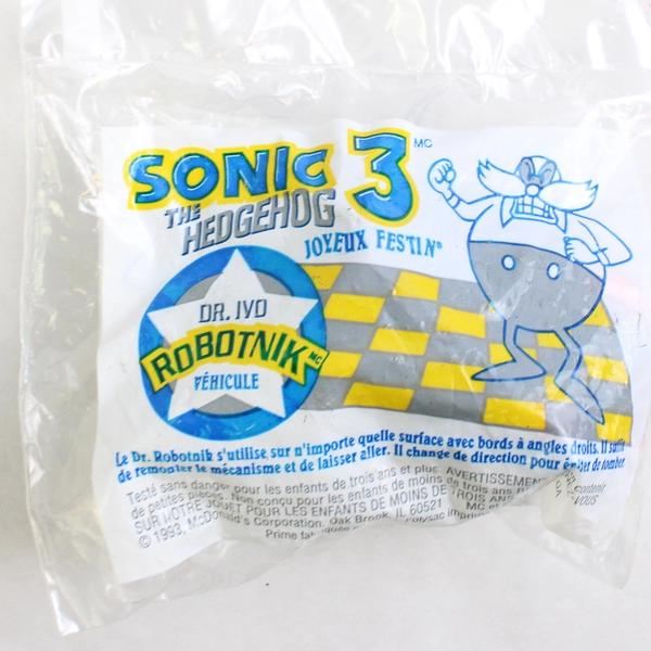Lot Of 2 Sonic HedgeHog 3 McDonald's Kids Meal Toys Unopened 1993 Knuckles
