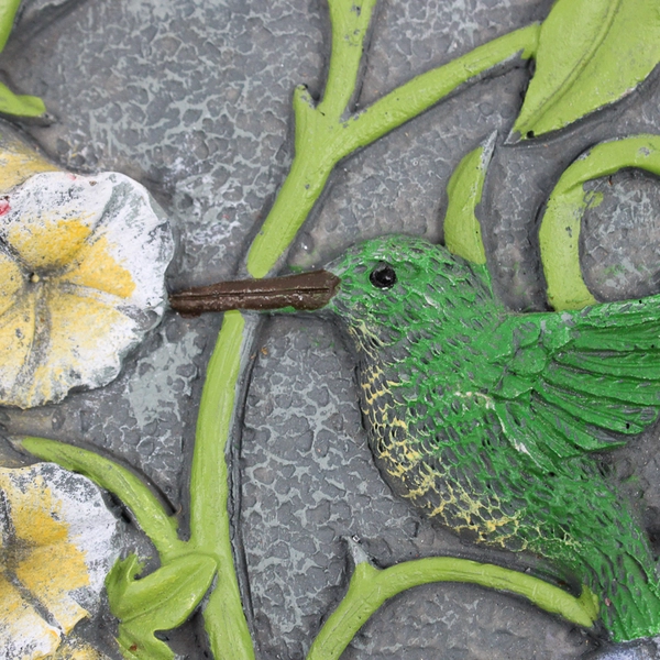 Ceramic Hummingbird and Morning Glory Flowers Welcome Plaque 7"