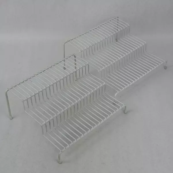 Set of Two 3 Tier White Wire Spice Storage Racks