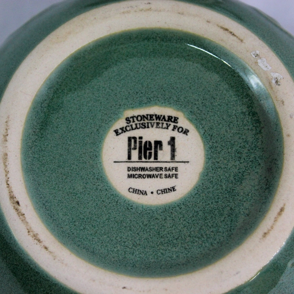 Pier 1 Tea One 3 Piece Stoneware Teapot & Cup Set Raised Design Sage Green