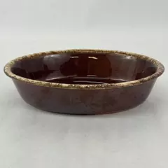 Vintage Hull Pottery Brown Glaze Drip Serving Dish 10 Inch