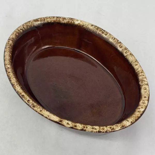 Vintage Hull Pottery Brown Glaze Drip Serving Dish 10 Inch