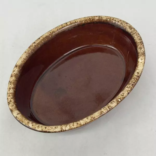 Vintage Hull Pottery Brown Glaze Drip Serving Dish 10 Inch