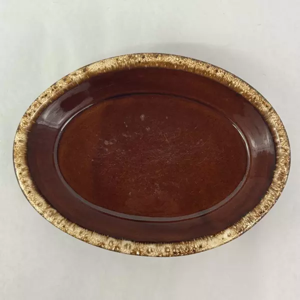 Vintage Hull Pottery Brown Glaze Drip Serving Dish 10 Inch