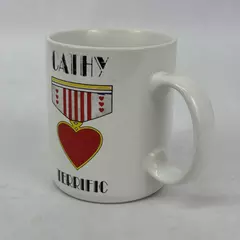 Papel White Ceramic Coffee Mug Reading Cathy Terrific With A Heart Medal