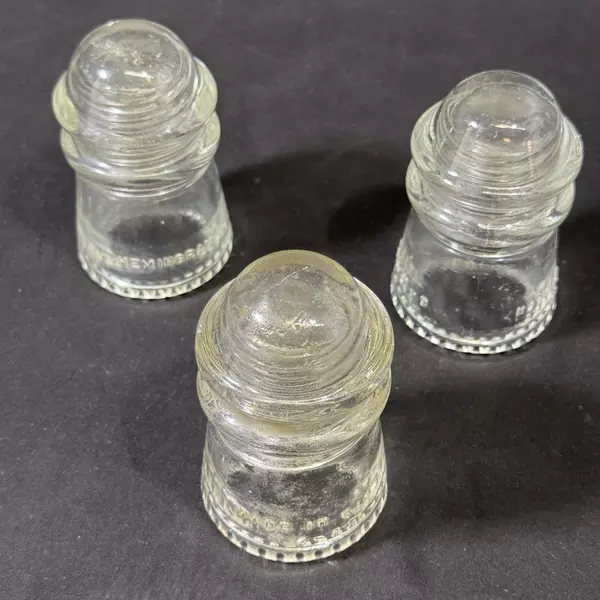 Lot of 3 Hemingray #9 Clear Glass Insulators