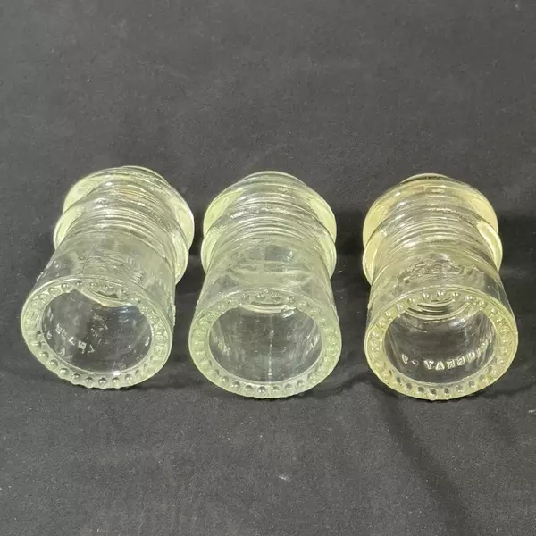 Lot of 3 Hemingray #9 Clear Glass Insulators