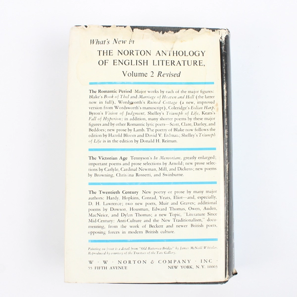 The Norton Anthology of English Literature Revised Vol 2 1968 HC