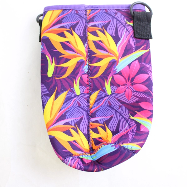 Jory Water Bottle Sling Bag Holder Carrier Crossbody Purple Floral Pattern