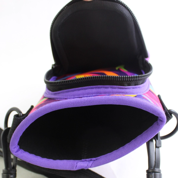 Jory Water Bottle Sling Bag Holder Carrier Crossbody Purple Floral Pattern