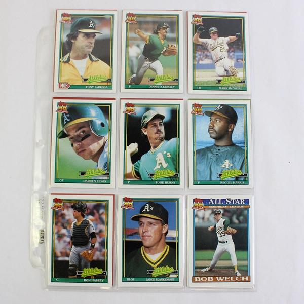 Lot of Vintage 54 Leaf and Topps 1980s & 90s Baseball Cards Oakland A's