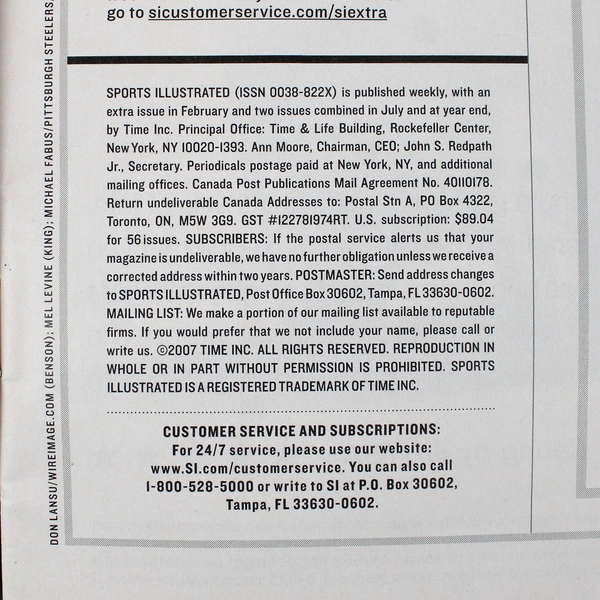 Sports Illustrated Bonds #755 8/13/2007