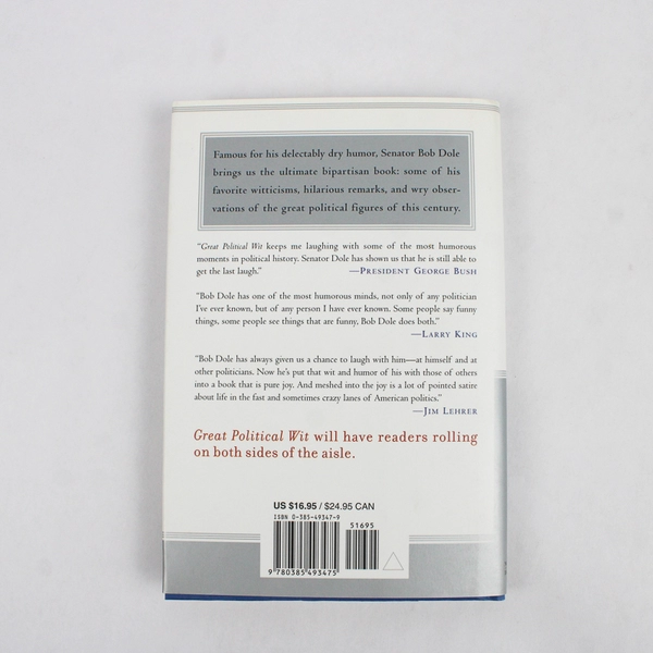 Great Political Wit Compiled by Bob Dole 1998 1st Edition Hardcover Dust Jacket
