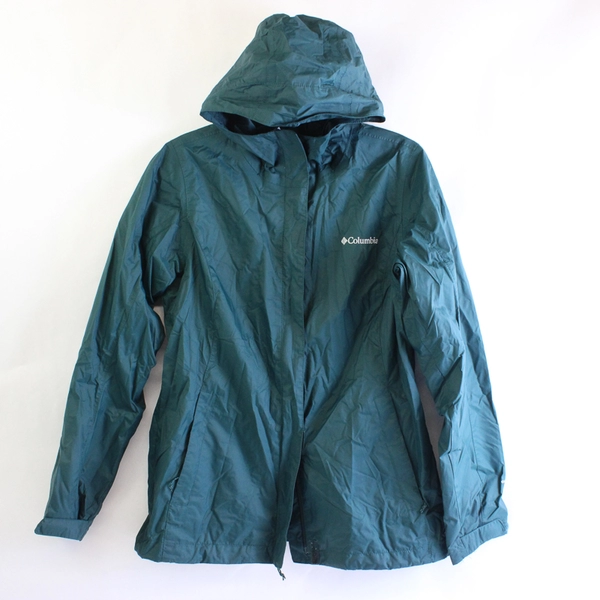 Columbia Women's Small Teal Omni-Tech Waterproof Rain Jacket Hooded