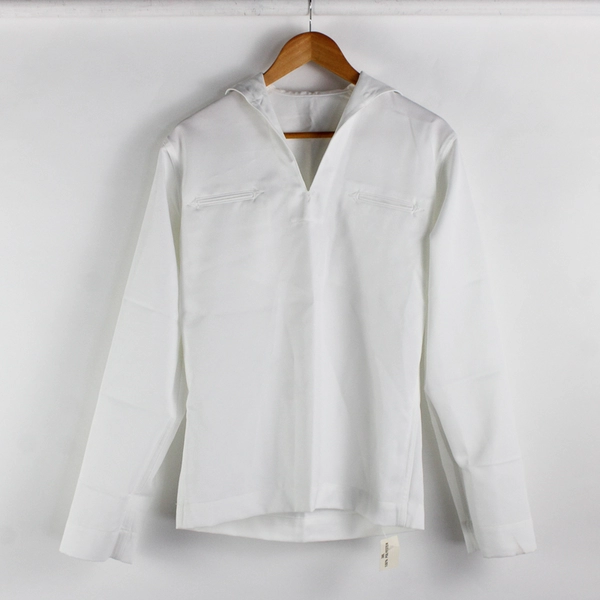 US Navy Men's Uniform Service Dress Jumper Size 38L White Poly Cracker Jack