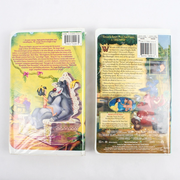 Lot Of 2 Tarzan & The Jungle Book VHS Disney Clam Shell Cases 1999 1967