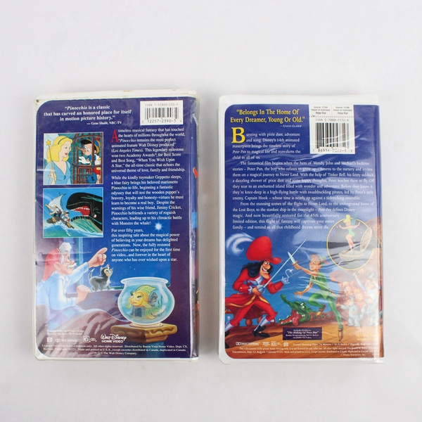 Lot Of 2 Disney VHS: Pinocchio 1940 & Peter Pan 45th Limited Edition