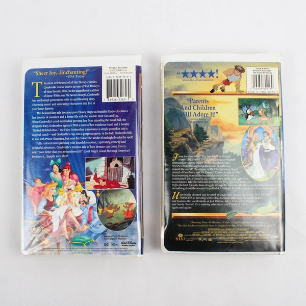 Lot Of 2 VHS: Cinderella Disney 1950 & The Swan Princess Turner Home 1994