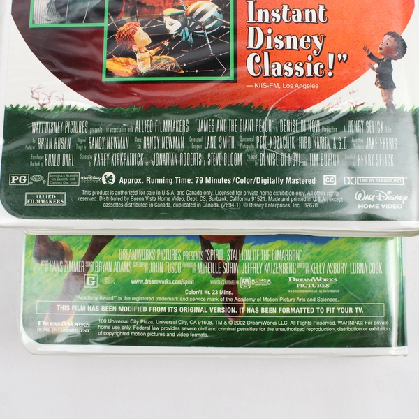 Lot Of 2 VHS: Spirit 2002 & James And The Giant Peach 1996