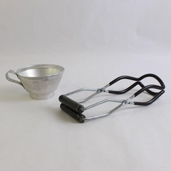 Metal Canning Funnel And Brown Handle Jar lifter