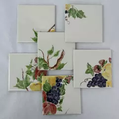 6 Piece Hand Painted Fruit Pattern Tile Wall Mural Or Backsplash