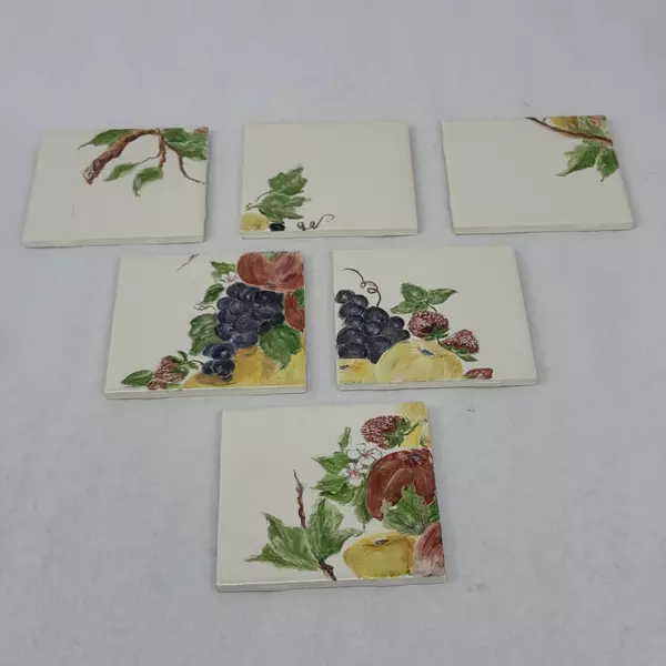 6 Piece Hand Painted Fruit Pattern Tile Wall Mural Or Backsplash