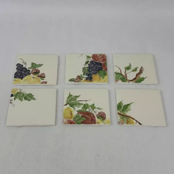 6 Piece Hand Painted Fruit Pattern Tile Wall Mural Or Backsplash