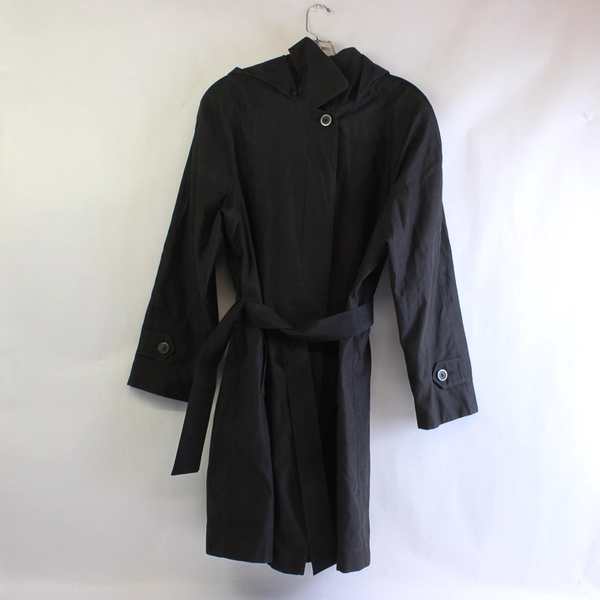 London Fog Women's Classic Belted Trench Coat Medium Black Stylish Outerwear