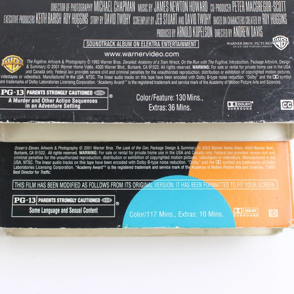 Lot Of 2 Warner Bros VHS: Ocean's Eleven 2001 & The Fugitive 1993