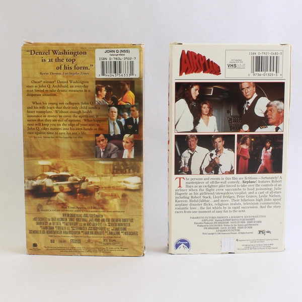 Lot Of 2 VHS: John Q New Line 2002 & Airplane Paramount 1980