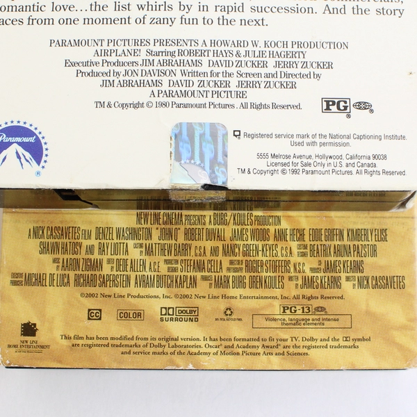 Lot Of 2 VHS: John Q New Line 2002 & Airplane Paramount 1980