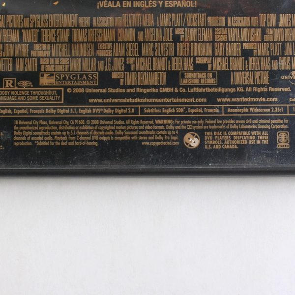 Wanted 2008 Widescreen DVD Spyglass Media Directed By Timur Bekmambetov