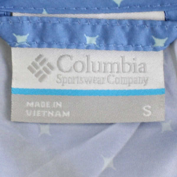 Columbia Women's Retro Small Windbreaker Jacket Light Blue Atomic Stars