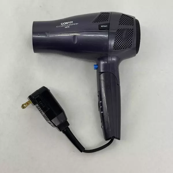 Conair Cord Keeper 1875 Hair Dryer Retractable Cord Purple w/ Folding Handle