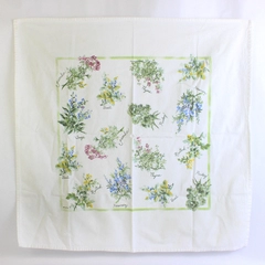 Kay Dee Vintage White Herb Design Linen Dish Tea Towel