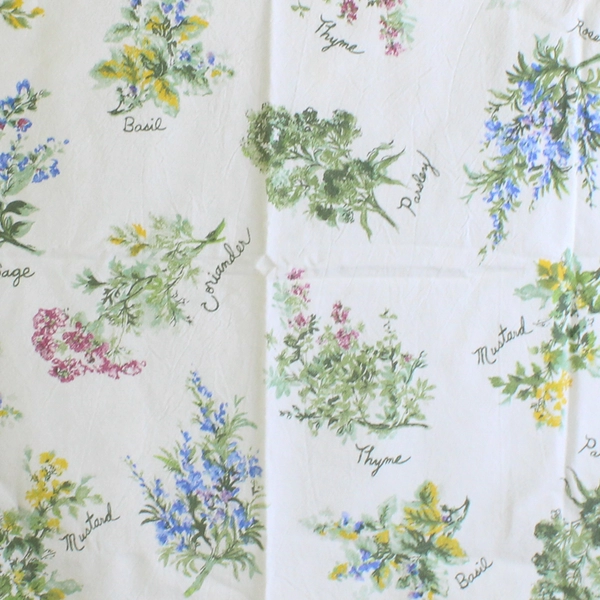 Kay Dee Vintage White Herb Design Linen Dish Tea Towel