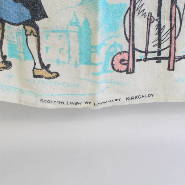 Scottish Linen by Lockhart Kirkcaldy Cries of Edinburgh Themed Tea Towel White