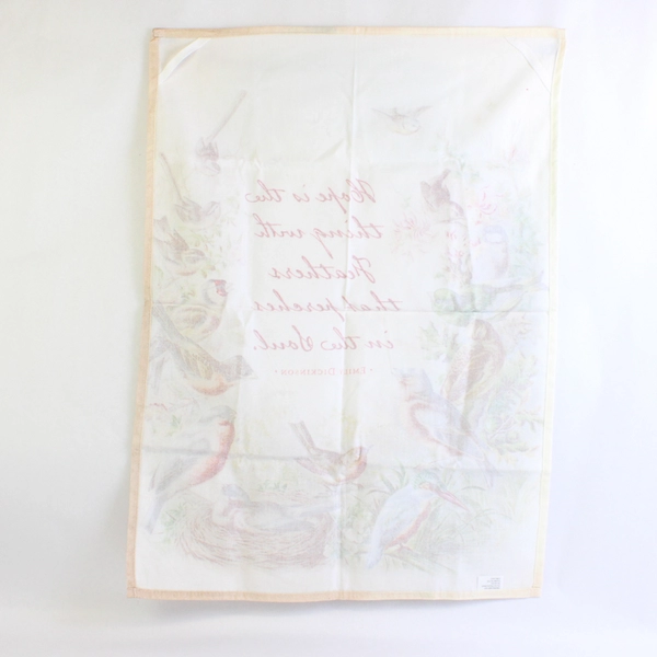 Vintage Emily Dickinson Hope White Tea Towel Kitchen Linen Collectible