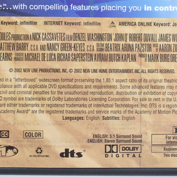 John Q 2002 New Line Entertainment DVD Directed By Nick Cassavetes