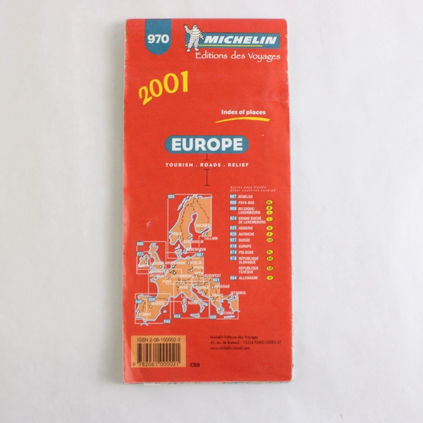 2001 Michelin Europe 970 Road Map