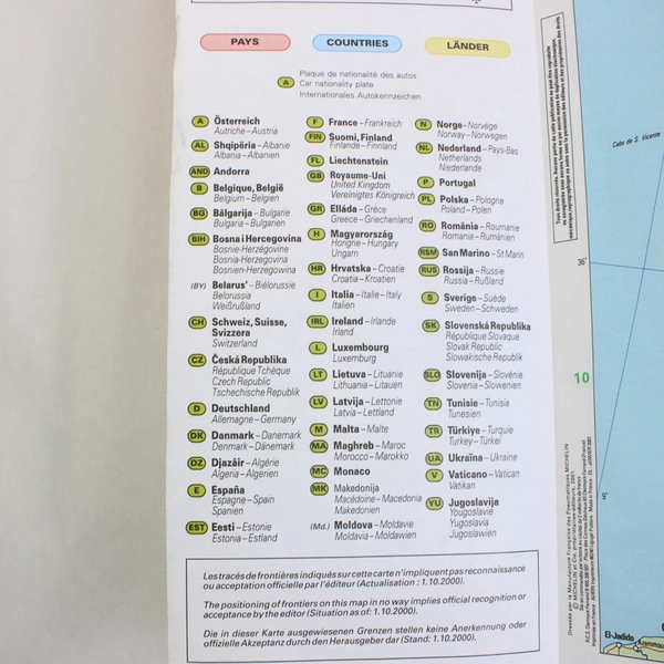 2001 Michelin Europe 970 Road Map