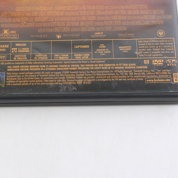 To End All Wars DVD 2004 20th Century Fox Directed By David L. Cunningham