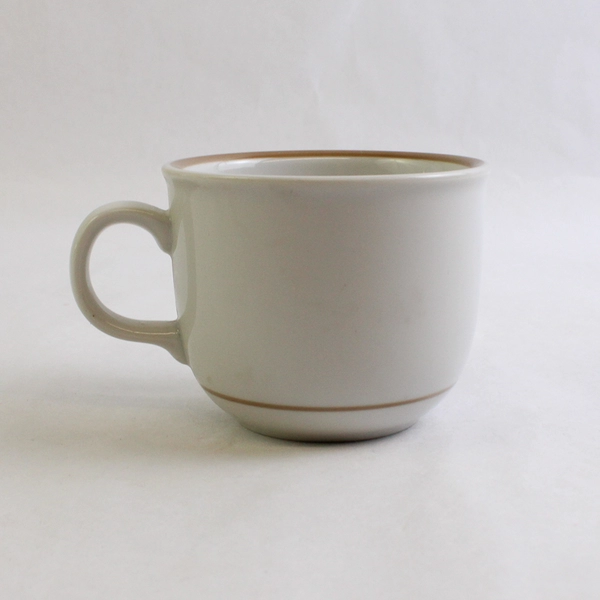 Colonial Stoneware Coffee Mug Made In Japan White With Brown Trim