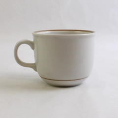 Colonial Stoneware Coffee Mug Made In Japan White With Brown Trim