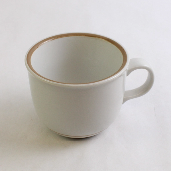 Colonial Stoneware Coffee Mug Made In Japan White With Brown Trim