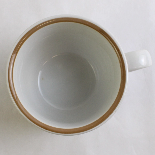 Colonial Stoneware Coffee Mug Made In Japan White With Brown Trim