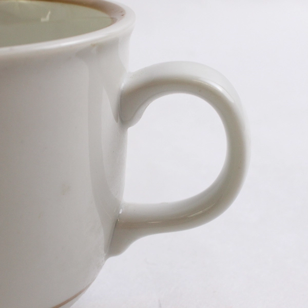 Colonial Stoneware Coffee Mug Made In Japan White With Brown Trim